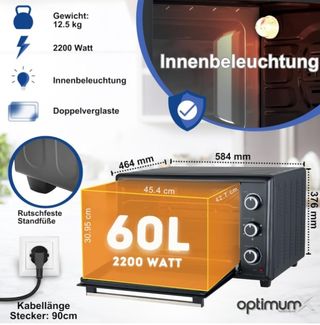 Horno OptimumX 60L - Negro