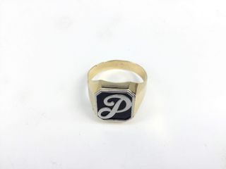 sello oro 9k con piedra con onix
