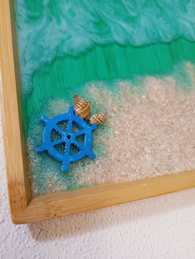 Vassoio in bambu effetto mare