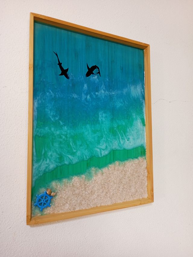 Vassoio in bambu effetto mare