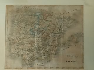 Mappa antica Spagna Portogallo 1823