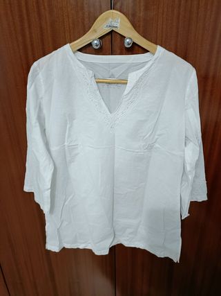 Blusa blanca túnica talla XL