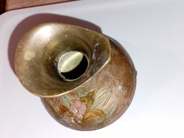 Jarrón metal dorado multicolor India