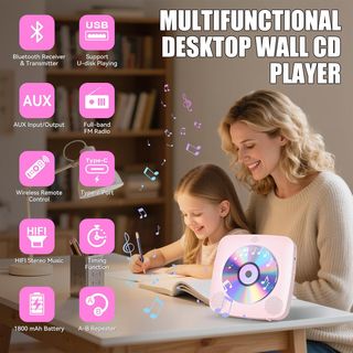 Reproductor CD Portátil Rosa