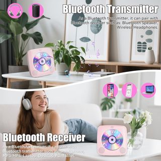 Reproductor CD Portátil Rosa