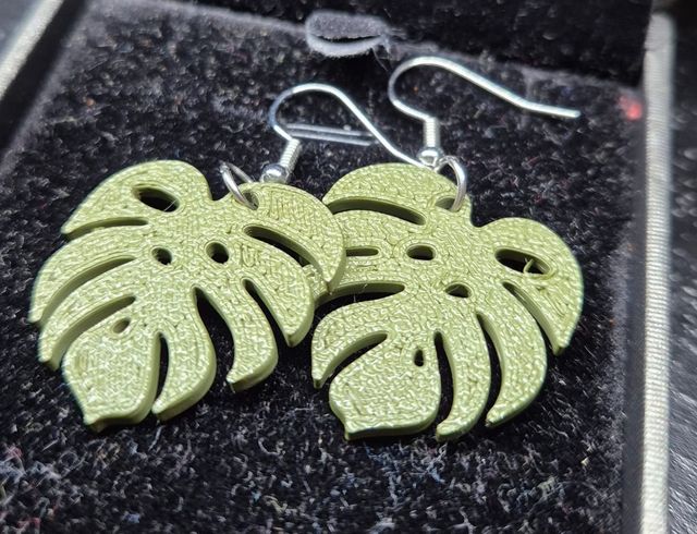 Orecchini Monstera - Verde Oliva