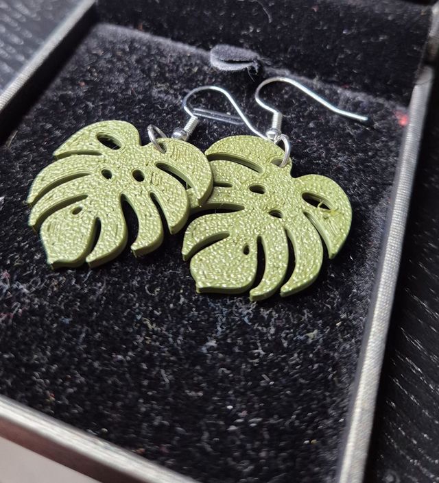 Orecchini Monstera - Verde Oliva
