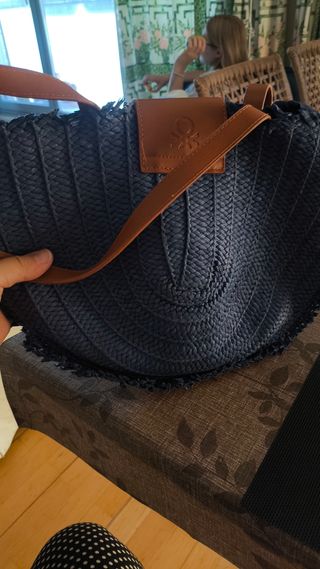 Bolso rafia Benetton azul