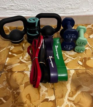 Pack fitness: Kettlebell + pesas + gomas