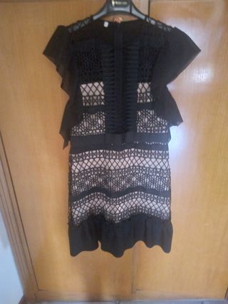 Vestito elegante beige e nero