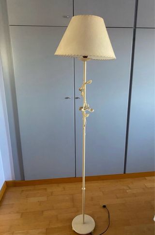 Lampara pie artesana metal y tela