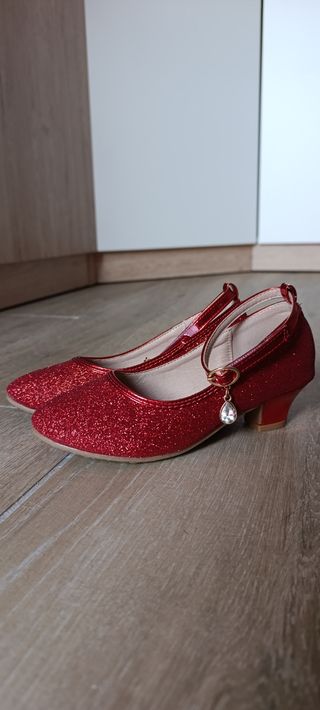 Zapatos niña tacón rojo 33