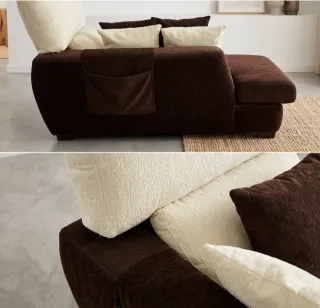 Chaise longue marrón y beige del sofá