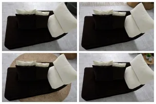 Chaise longue marrón y beige del sofá