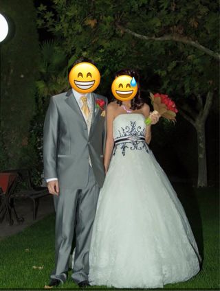 Vestido novia blanco-negro
