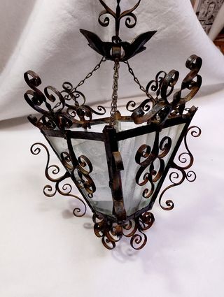 Farol antiguo forja con los cristales originales