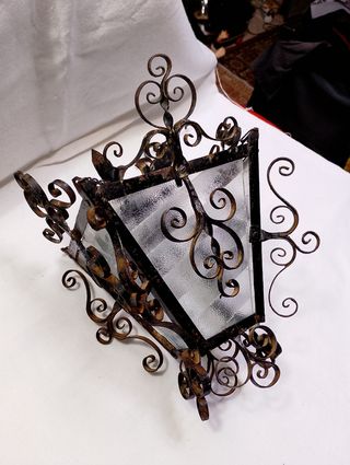 Farol antiguo forja con los cristales originales