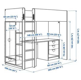 Litera blanca con escritorio
Ikea SMÂSTAD
