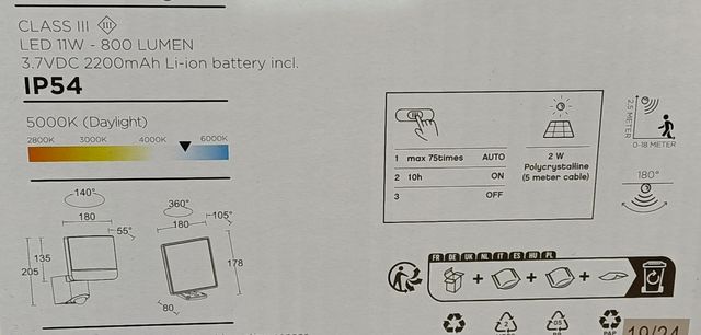 Foco solar con detector de movimiento