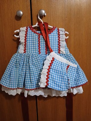 Vestido niña vichy rojo-azul