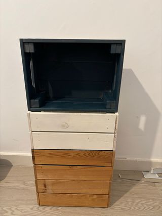 Cajas madera pintadas - azul, blanco
