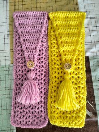 Fundas ganchillo: Lila y Amarilla. Precio unidad