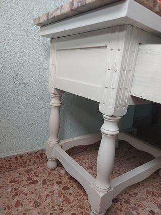 Mesita noche vintage mármol blanco