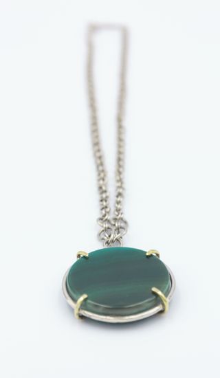 Collar Hecho a Mano con Cadena y Dije Piedra Agata