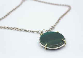Collar Hecho a Mano con Cadena y Dije Piedra Agata