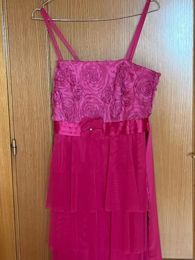 Vestido fiesta rosa + zapatos tacón