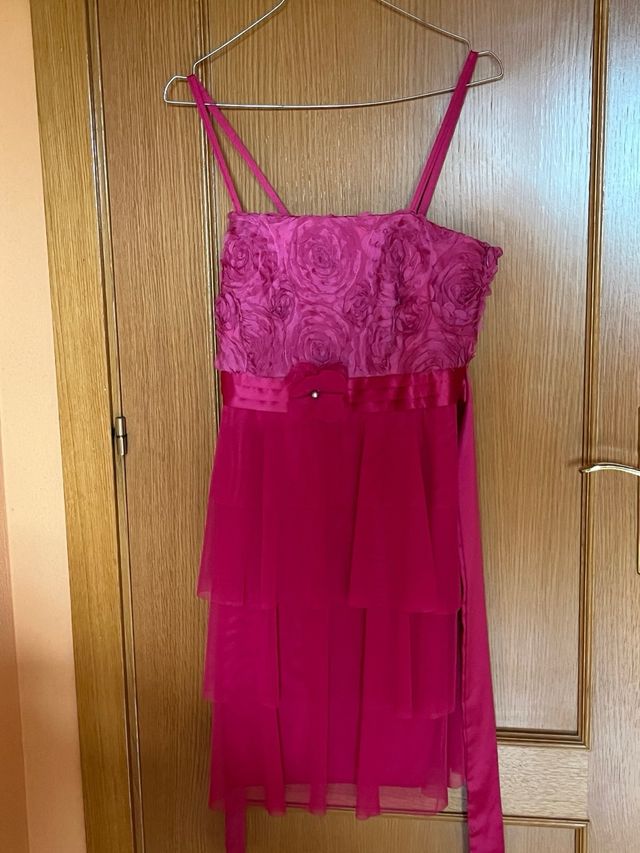 Vestido fiesta rosa + zapatos tacón