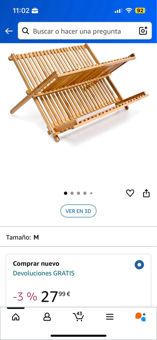 Escurreplatos Bambú Plegable, de Amazon Basics