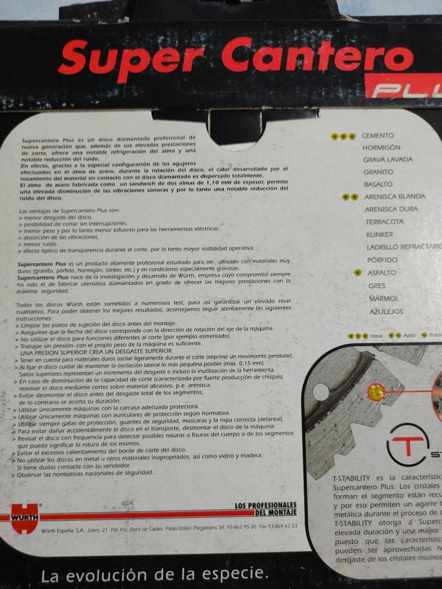 Disco diamante Super Cantero Plus Wurth