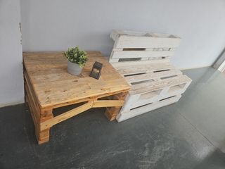 Mesa y banco palet madera, bajada de 100 a 80e