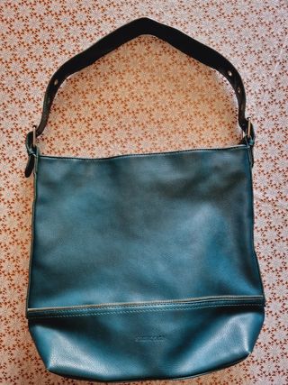 Borsa a spalla ecopelle verde ottanio petrolio