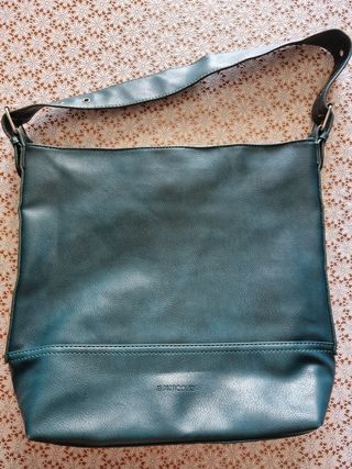 Borsa a spalla ecopelle verde ottanio petrolio
