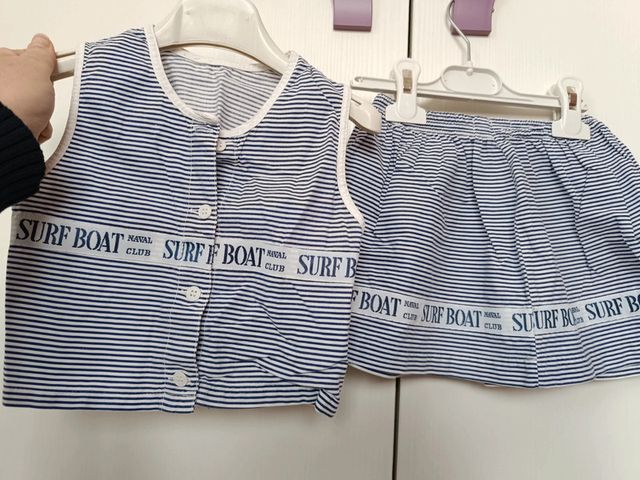Completo bimba righe blu e bianco