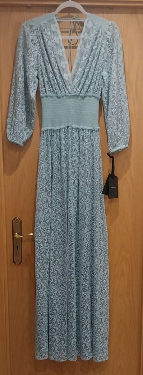 Vestido Pinko Longo Azul Claro