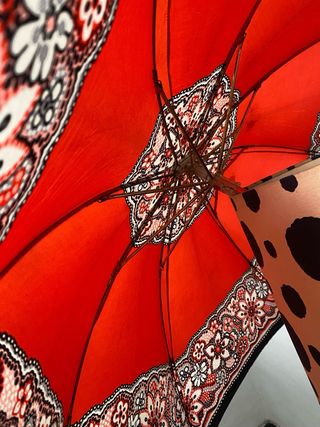 SOMBRILLA ROJA VINTAGE PARAGUAS CON ESTUCHE KRIPS