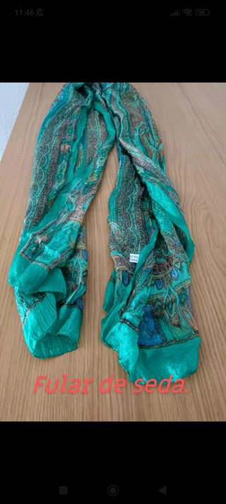 Fular seda turquesa - Verde