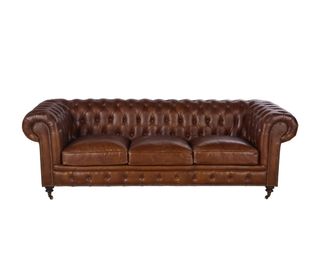 Sofá Chesterfield marrón cuero 3 plazas