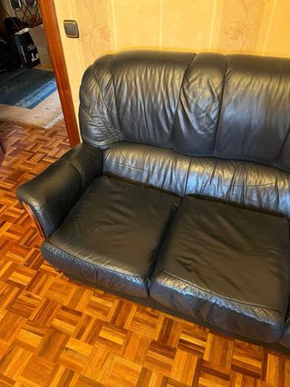 Sofá 3 plazas piel color negro