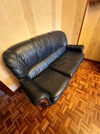 Sofá 3 plazas piel color negro