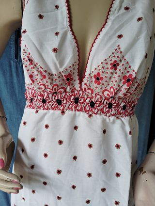 Vestido vintage blanco y rojo