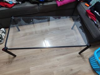 Mesita centro cristal negra