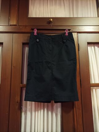 Falda midi negra recta