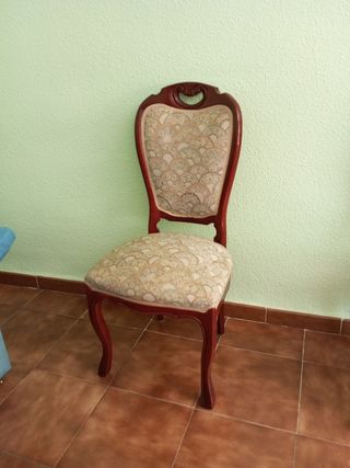 6 Sillas Retro Madera y Tela