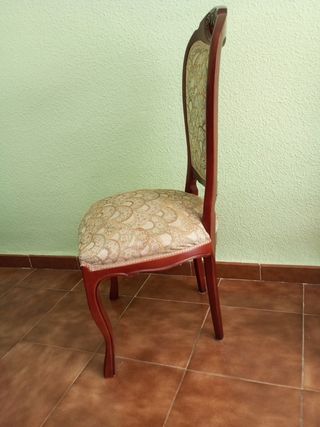 6 Sillas Retro Madera y Tela