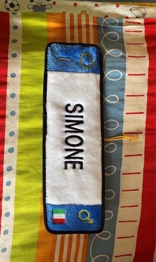 Targa di peluche con nome Simone