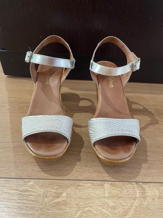 Sandalias Plataforma Plata - Talla 37